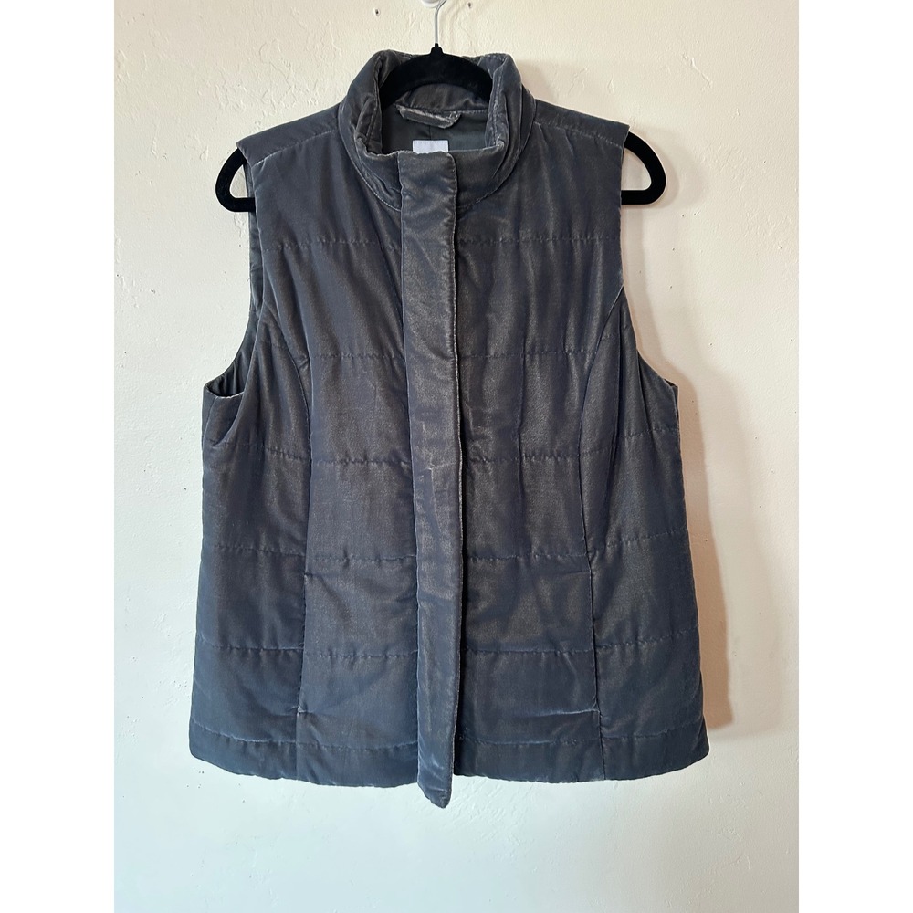 J. Jill Velvet Puffer Vest Women S Flagstone Grey NWT Quilted Sleeveless Jacket